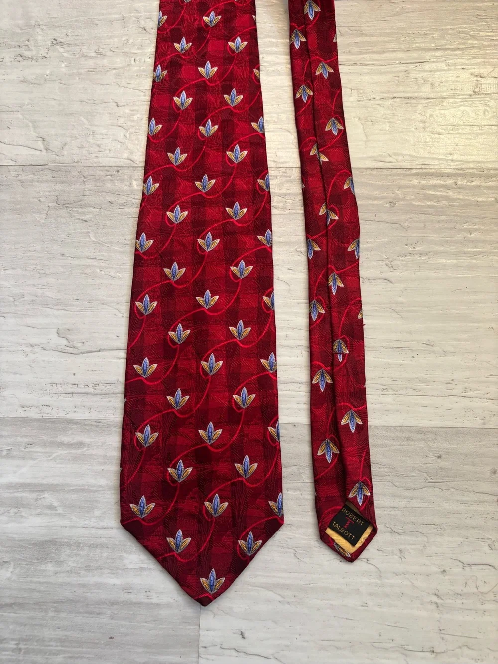 Vintage Robert Talbott Best of Class Red Abstract Floral Extra Long Tie